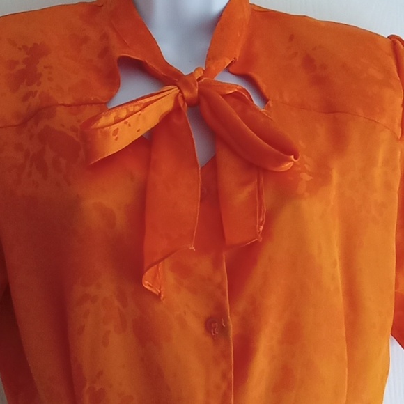 Cavlar | Vintage Silk Blend Orange Blouse - Picture 3 of 8